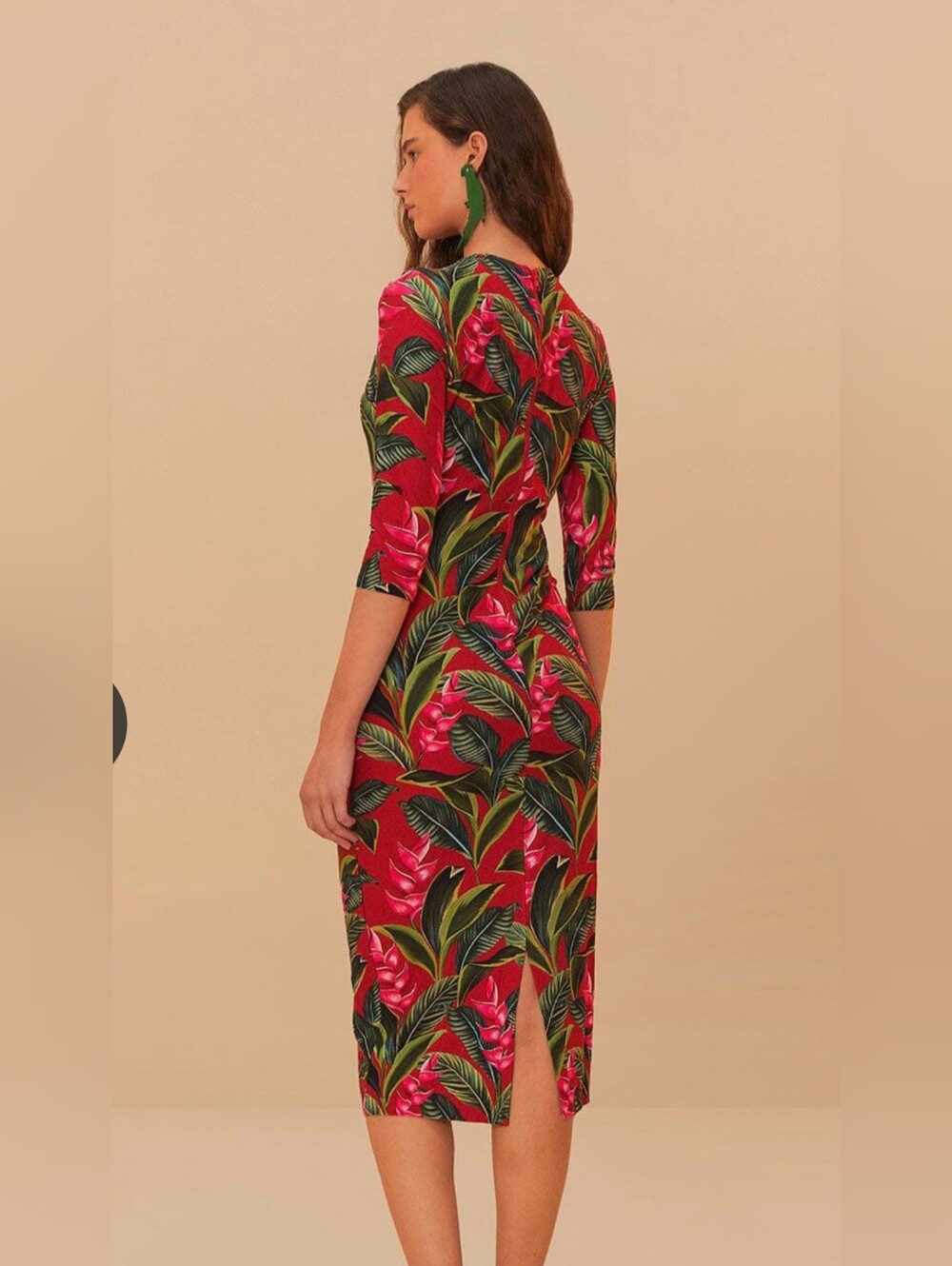 Farm Rio NWT Red Dream Garden Jersey Midi Dress Small - Picture 6 of 7